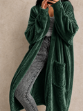 Womens Long Velvet Robe Soft Plush Outerwear with Pockets