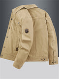 Male's Casual Solid Color Multi-pockets Lapel Button Up Jacket Coats