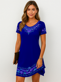 Floral Printed Short Sleeve Round Neck Dresses