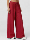 Women's Comfy Wide Leg Drawstring Palazzo Pants Loose Fit Trousers