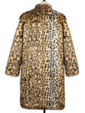 Men's Fluffy Leopard Faux Fur Mid-Length Winter Coat