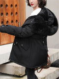 Fashionable Faux Fur Collar Super Warm Padded Coats for Women