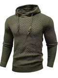 Knitted Men's Warm Jacquard Casual Drawstring Pullover Hoodie