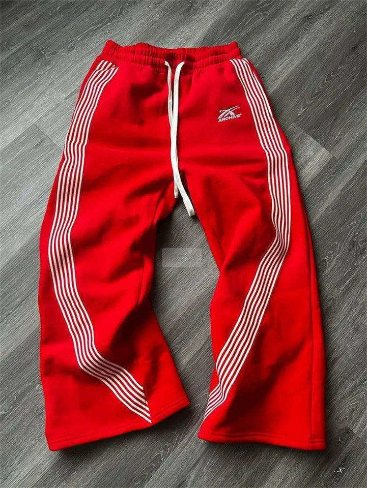 Men's Street Style Drawstring Side Striped Casual Sports Pants