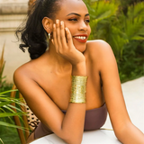 Women's Vintage Cuff Bracelet with Floral Engraving