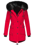 Women's Parka Thickened Coat with Faux Fur Hood