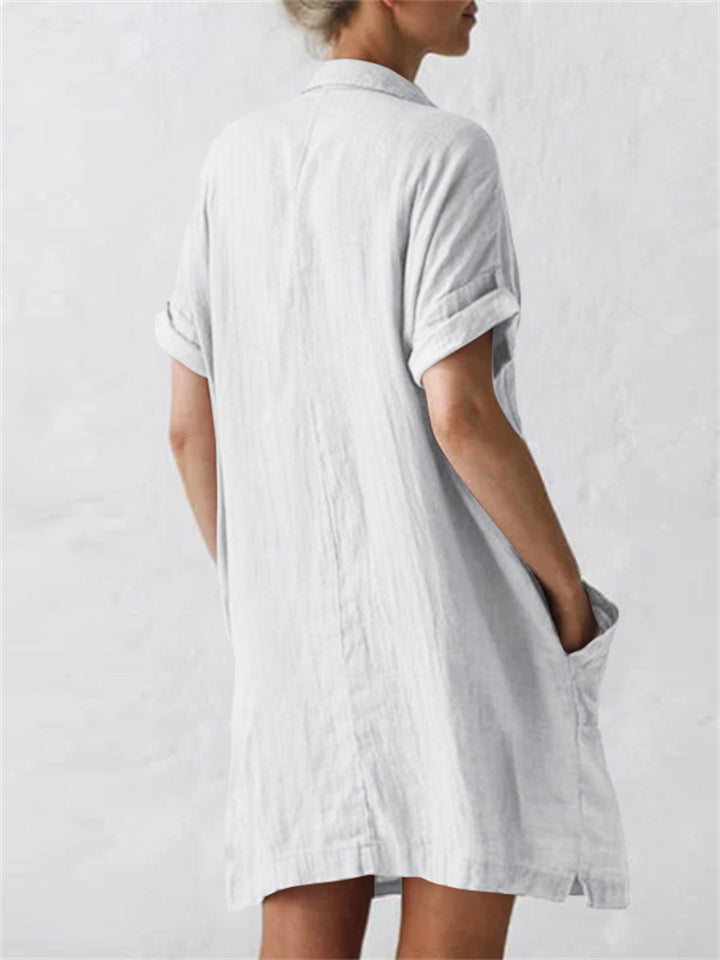 Female Relaxed Lapel Plain Mid Length Blouses