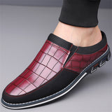 Men's Casual Plaid Faux Leather Flats Mule Slipper Shoes