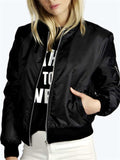 Women's Autumn Casual Solid Color Round Neck Waist Length Jackets