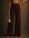 Women Wide Leg Pants High Waist Office Trousers with Pockets