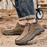 Men's Faux Leather Seam Slip-on Outdoor Casual High-Top Boots