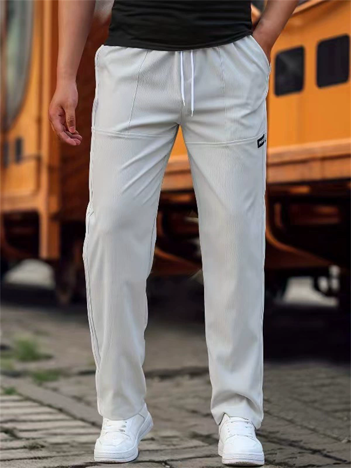 Men's Comfortable Textured Casual Regular Fit Straight Leg Pants