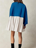 Female Casual Sweatshirt Patchwork Pleated Dress