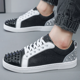 Men's Casual Korean Style Trendy Rivet Patchwork Lace Up Flats Shoes