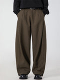 Men's Retro Pleated Solid Color  Elastic Waist Drape Wide Leg Suit Pants