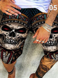 Men's Trendy Skull Print Drawstring Loose Shorts