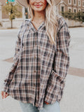 Women's Holiday Leisure Oversized Plaid Hooded Shirt