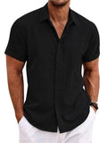 Men's Relaxed Fit Short Sleeve Lapel Button Summer Shirt