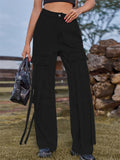 Retro Personality Lady Ribbon Design Denim Trouser