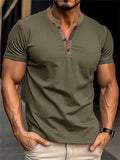 Comfort Stretchy Slim Fit Henley Shirt for Men