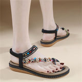 Flower Decoration Toe Ring Flat Travel Beach Sandals for Women