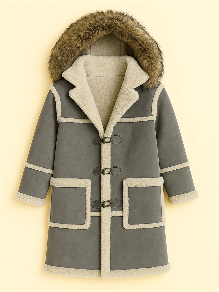 Men's Patchwork Single Breasted Fleeced Hooded Coats