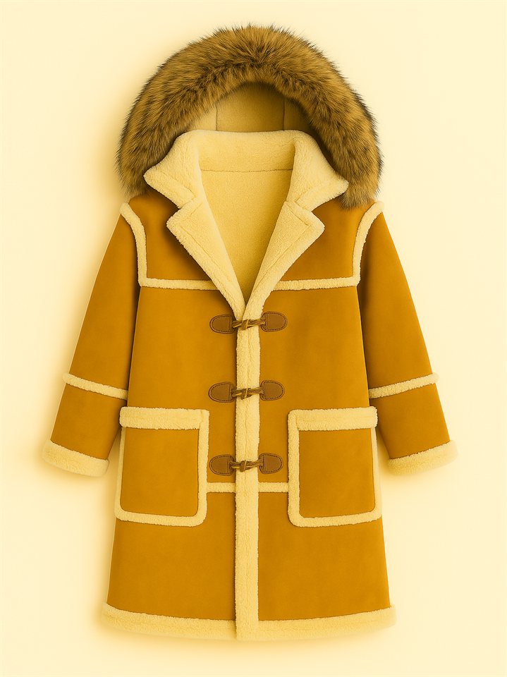 Men's Patchwork Single Breasted Fleeced Hooded Coats