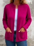 Women's Soft Knit Autumn Pockets Zip Up Open Front Cardigan Sweaters