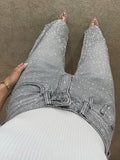 Women's High Waist Bling Bling Rhinestone Studded Denim Jeans