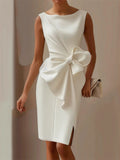 ‌Women's Elegant Trendy Bowknot Decorated Sleeveless Knee Length Dress‌