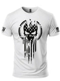 Men's Casual Punisher Skull Print American Flag Short Sleeve T-Shirts