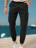 Men's Casual Solid Color Pockets Cargo Jogger Pants