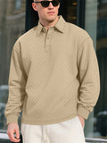 Men's Casual Texture Jacquard Long-sleeved Lapel Shirts