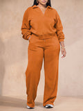 Women 2 Piece Casual Polo Wide Leg Lounge Set Sweatsuit