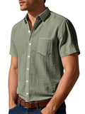 Men's Causal Linen Solid Color Pocket Short Sleeve Shirts