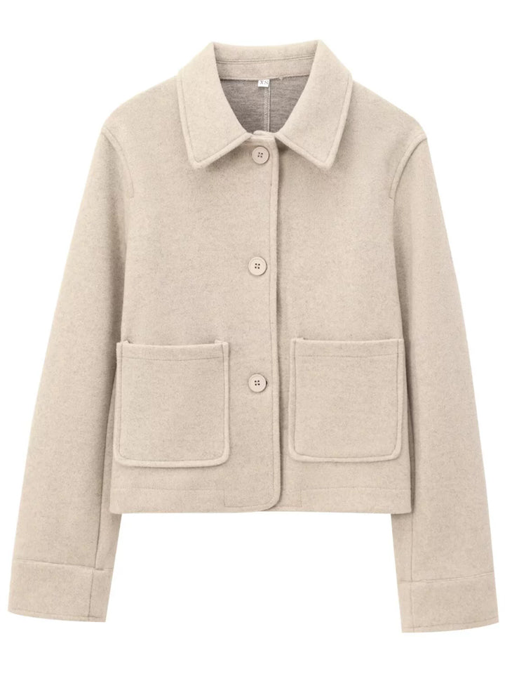 Women's Simple Solid Color Pockets Lapel Long Sleeve Coat