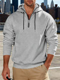 Men's Autumn Casual Half-Zip Drawstring Contrast Color Fleece Hoodies