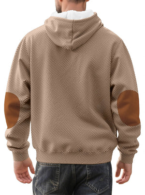 Men's Simple Loose Pullover Geometric Stripe Long-sleeved Sports Hoodie