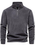 Men's Stand Collar Half-zipper Pullover Autumn Long Sleeve Fleece Tops