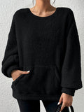 Women's Cozy Fleece Loose Fit Pocket Long Sleeve Pullover Sweatshirts
