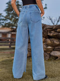 Women's Retro Denim Ribbon Design Multi-Pocket Cargo Jeans