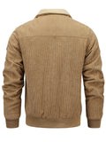 Plus Size Men's Corduroy Fleece Lined Warm Utility Coats with Pockets