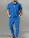 Men's Holiday Short Sleeve Lapel Shirt + Sweatpants Sets