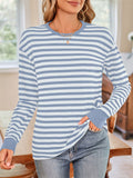 Women's Long Sleeve Casual Stripe Round Neck T-Shirt