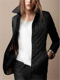 Women's Trendy Solid Color Lapel Single Breasted Quilted Coat