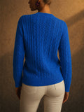 Women Macaron Color Soft Crewneck Pullover Cable Knit Sweaters