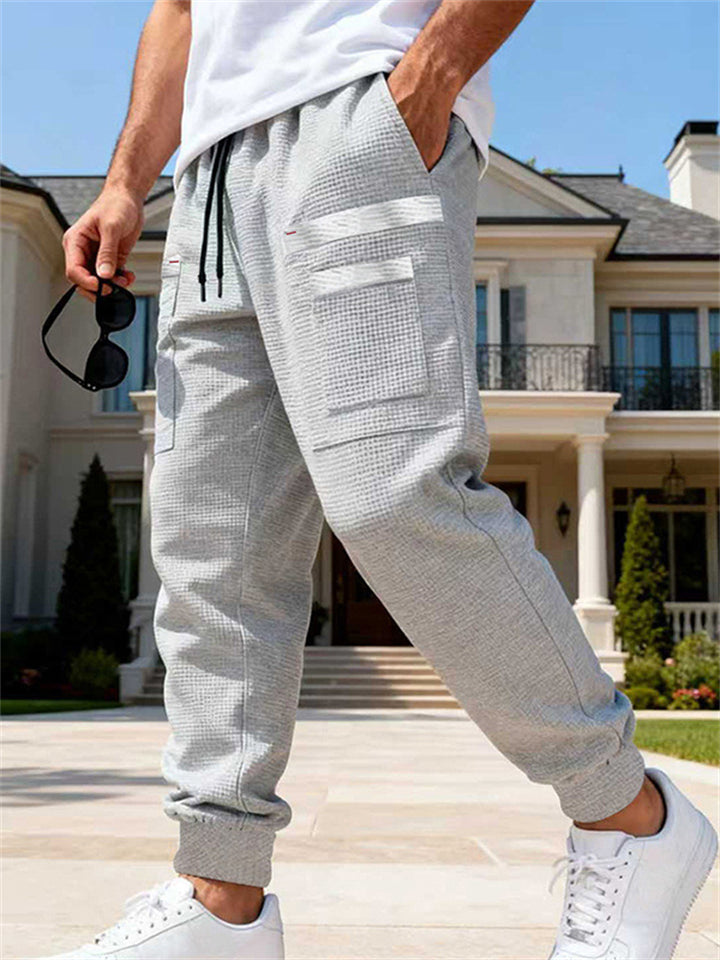 Men's Casual High Street Waffle Knit Cargo Jogger Pants