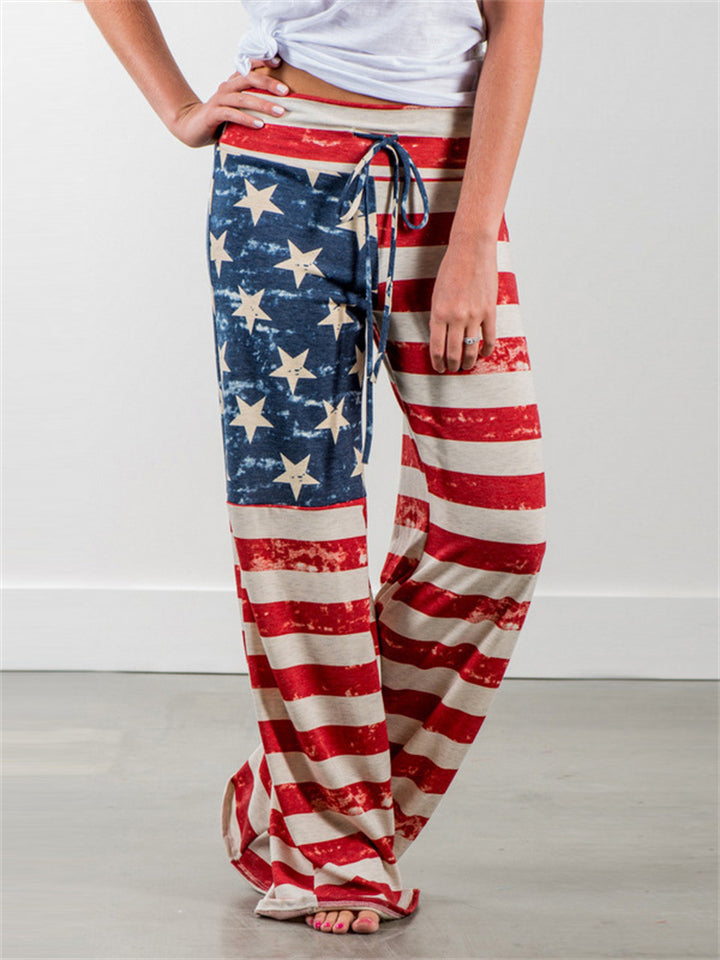 USA Flag Print Loose Casual Pants for Women