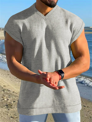 Men's Casual Breathable Sleeveless Pullover V Neck Vest for Summer