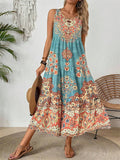 Women's Summer Retro Holiday Style Printed Sleeveless Tank Dress